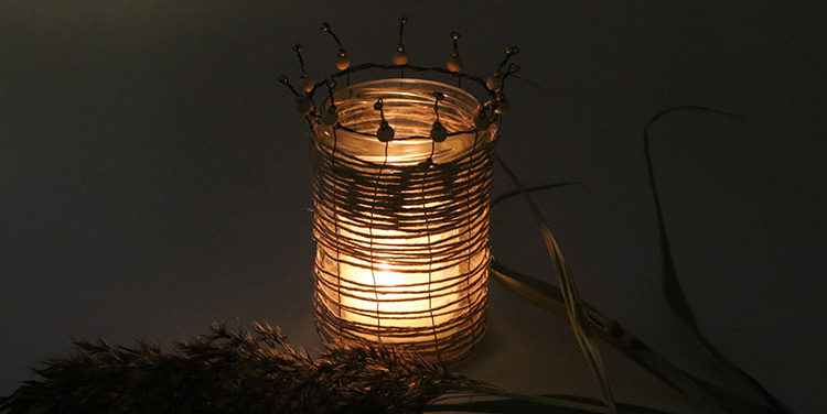 Laterne aus Papierdraht und Paketschnur im Boho Style