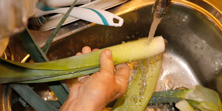 Lauch waschen